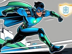 AI聊天機器人知識大冒險：衝刺成為AI超級英雄！in superhero look and a certificate icon on the top.jpg