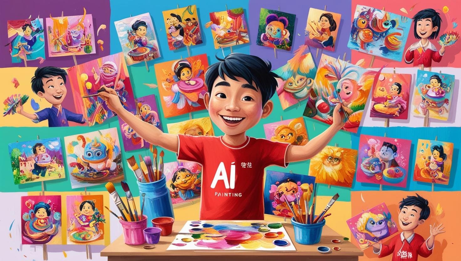 AI畫神創作：整爆紅靚畫！playful style, asian human.jpg