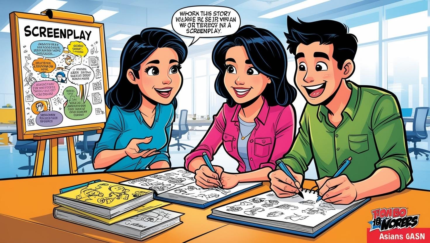 AI點樣學寫故事？解鎖編劇神嘅腦！ playful style, asian man and woman age 18.jpg