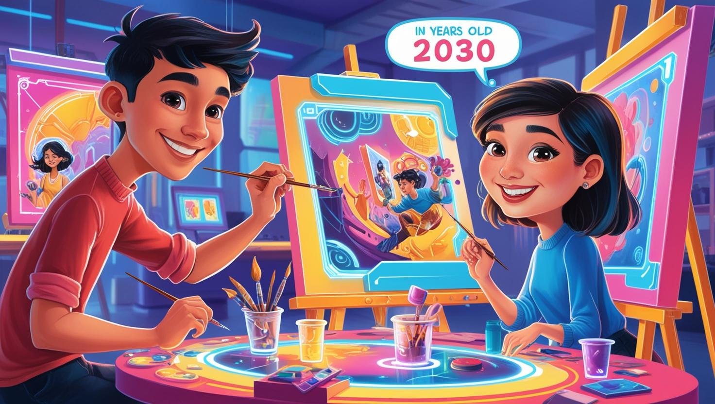 未來畫神：AI繪畫2030！playful style, asian man and woman age 18 .jpg