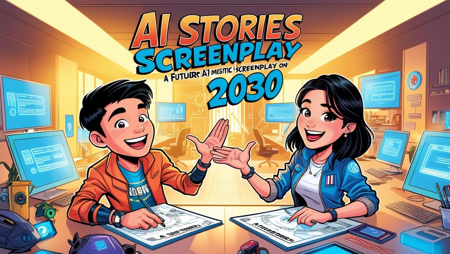 未來編劇神：AI故事2030！playful style, asian man and woman age 18 .jpg